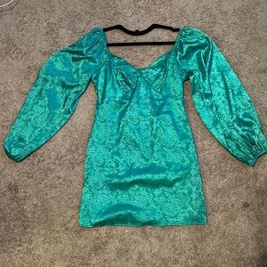 Green satin mini dress